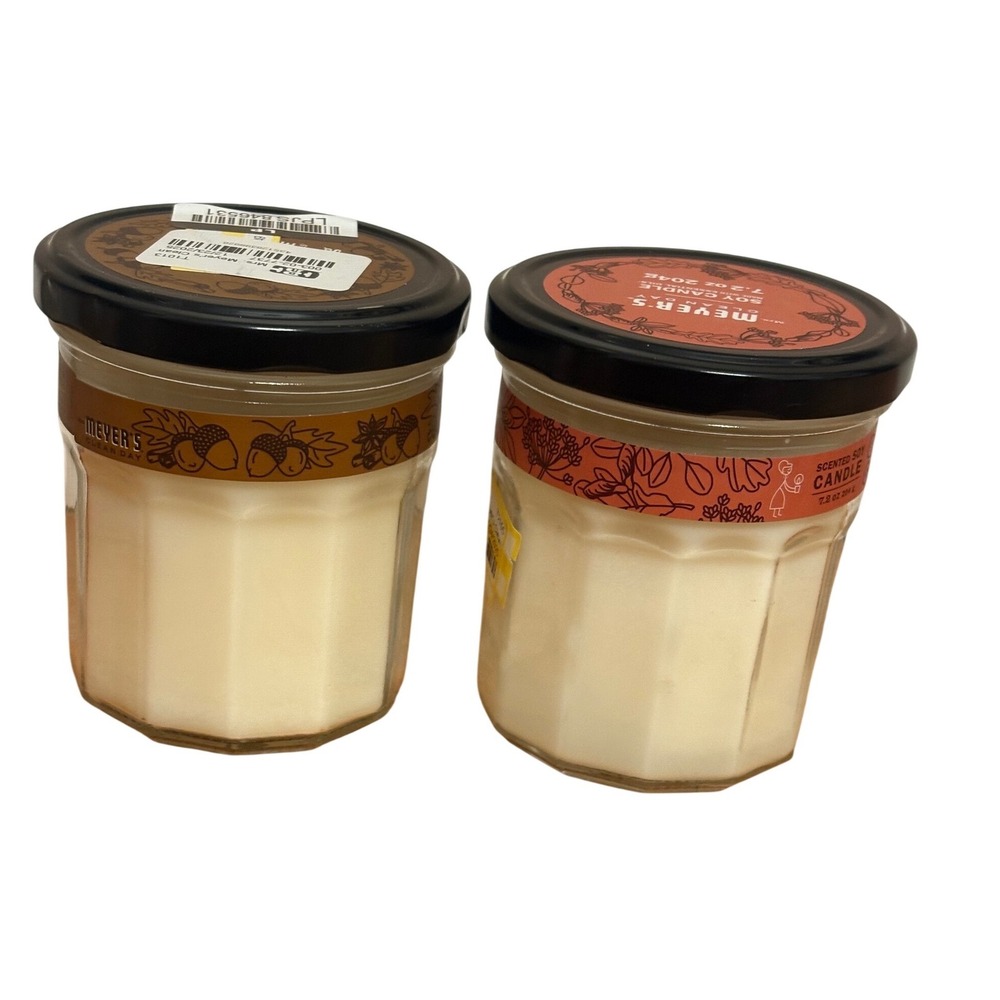 Meyers Clean Day Soy Scented Candle Set Fall Leaves & Acorn Spice 7.2oz Bundle